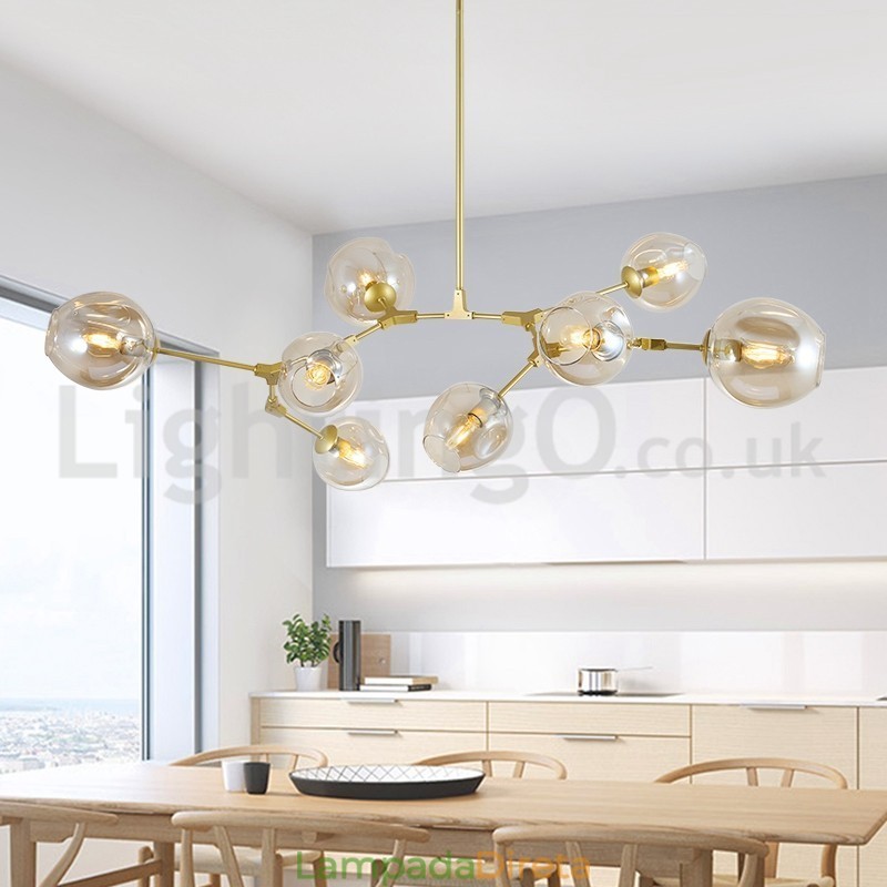 Lustre nórdico moderno de vidro mágico com lustre molecular