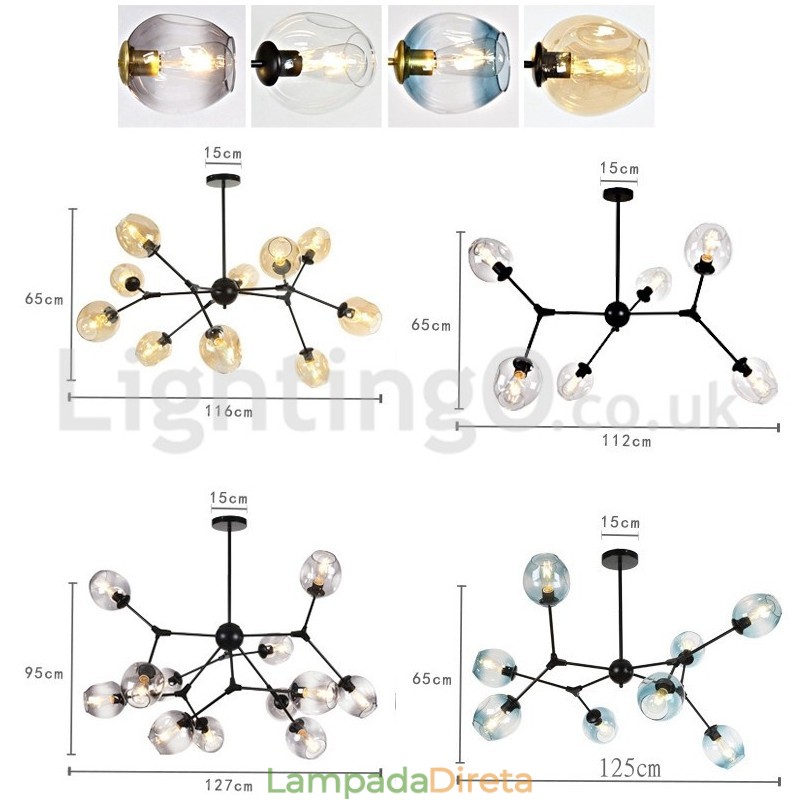 Lustre nórdico pós-moderno molecular mágico feijão café