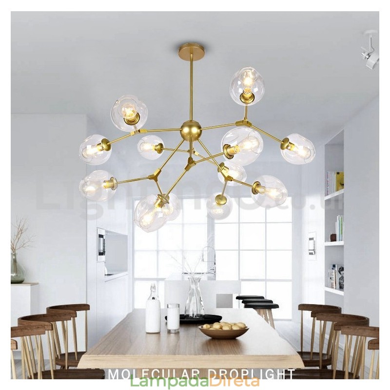 Lustre nórdico pós-moderno molecular mágico feijão café