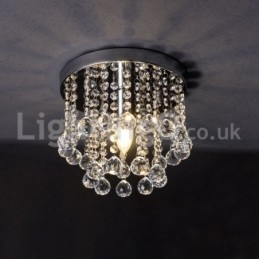 Lustre de cristal redondo moderno para varanda com luz embutida