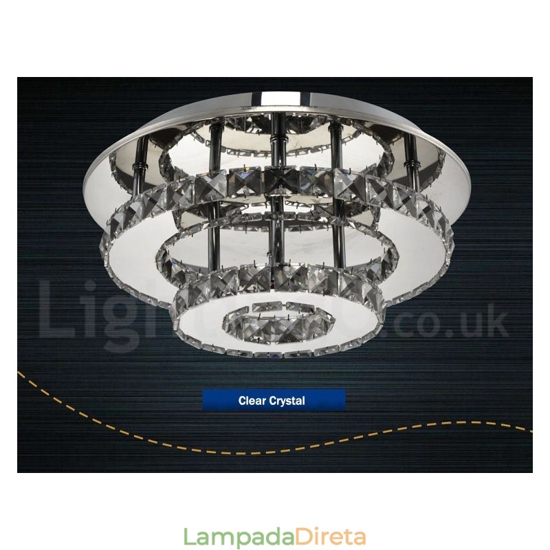 Luzes de teto embutidas de cristal redondas modernas reguláveis com controle remoto