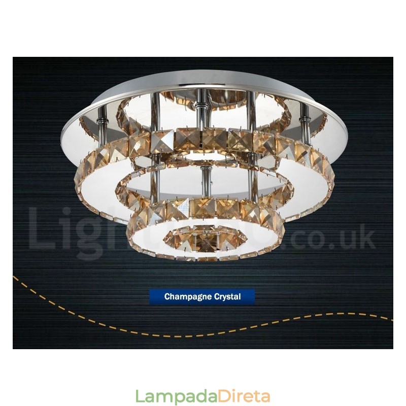 Luzes de teto embutidas de cristal redondas modernas reguláveis com controle remoto