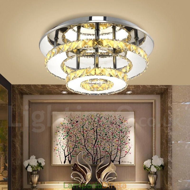 Luzes de teto embutidas de cristal redondas modernas reguláveis com controle remoto