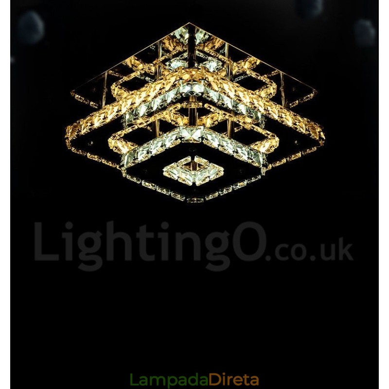 Luzes de teto embutidas de cristal quadrado moderno regulável com controle remoto