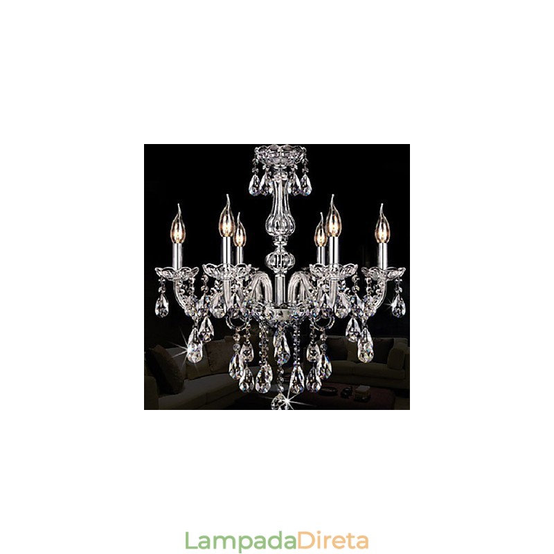 Lustre de luxo com 6 luzes em destaque