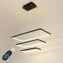 Luminária pendente regulável com controle remoto Design moderno Três retângulos