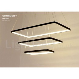 Luminária pendente regulável com controle remoto Design moderno Três retângulos