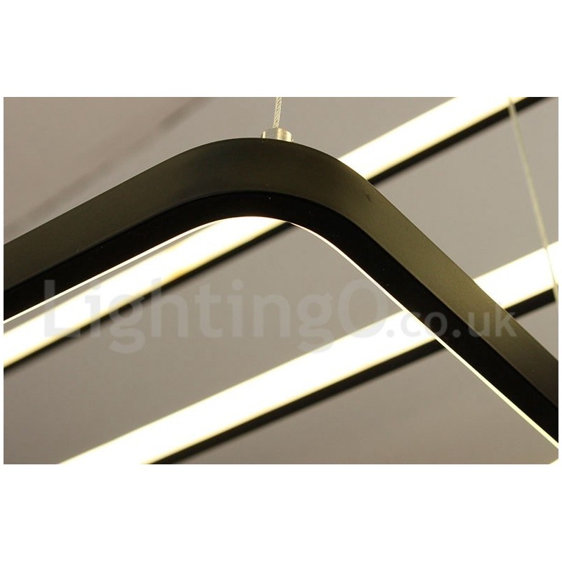 Luminária pendente regulável com controle remoto Design moderno Três retângulos
