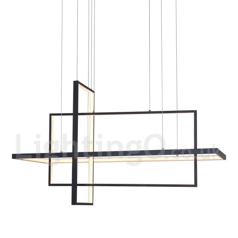 Luminária pendente regulável com controle remoto Design moderno Três retângulos