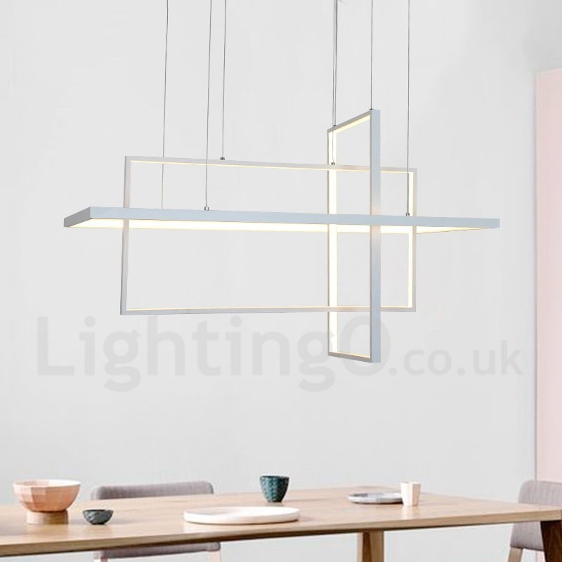 Luminária pendente regulável com controle remoto Design moderno Três retângulos
