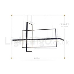 Luminária pendente regulável com controle remoto Design moderno Três retângulos
