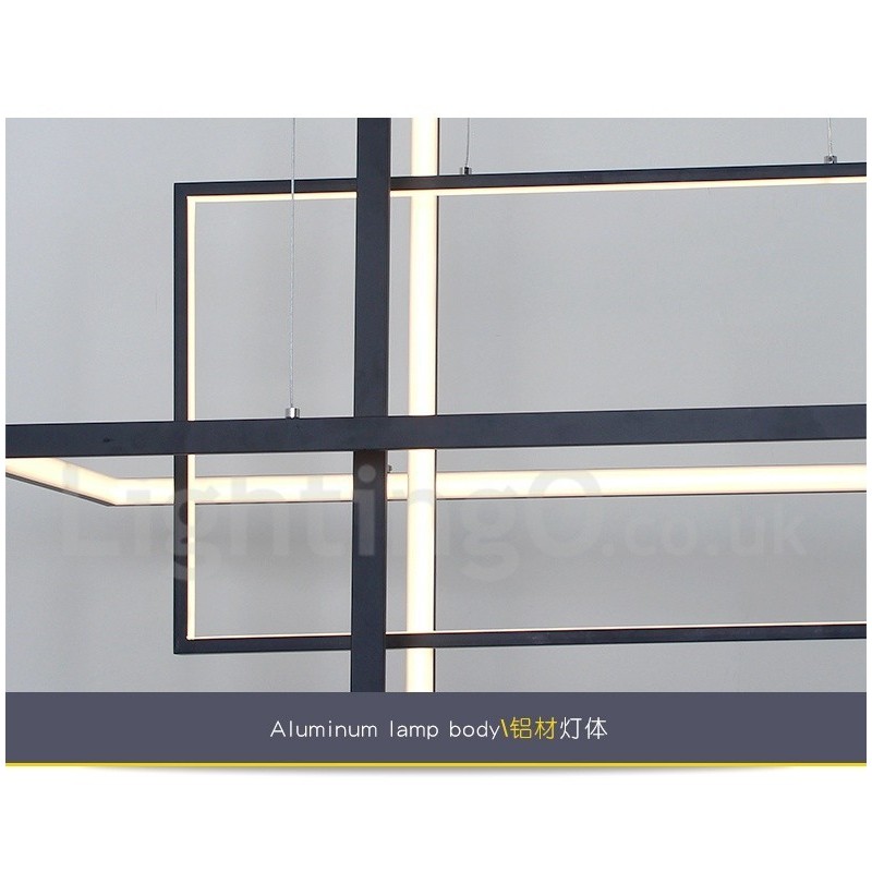 Luminária pendente regulável com controle remoto Design moderno Três retângulos