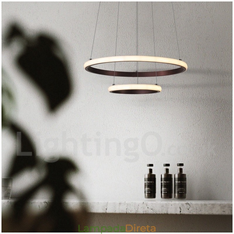Luminária pendente de luz externa com controle remoto e anéis de design moderno reguláveis