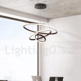 Luminária pendente de luz externa com controle remoto e anéis de design moderno reguláveis