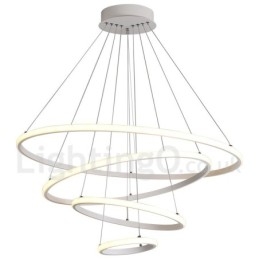 Luminária pendente de luz externa com controle remoto e anéis de design moderno reguláveis