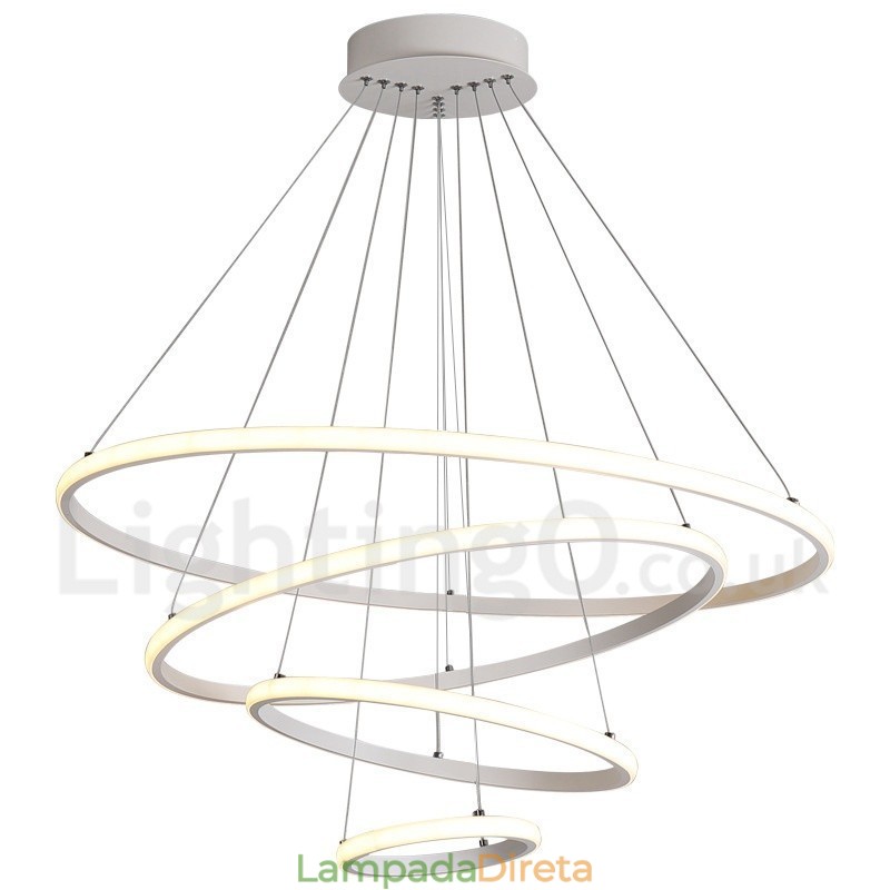 Luminária pendente de luz externa com controle remoto e anéis de design moderno reguláveis