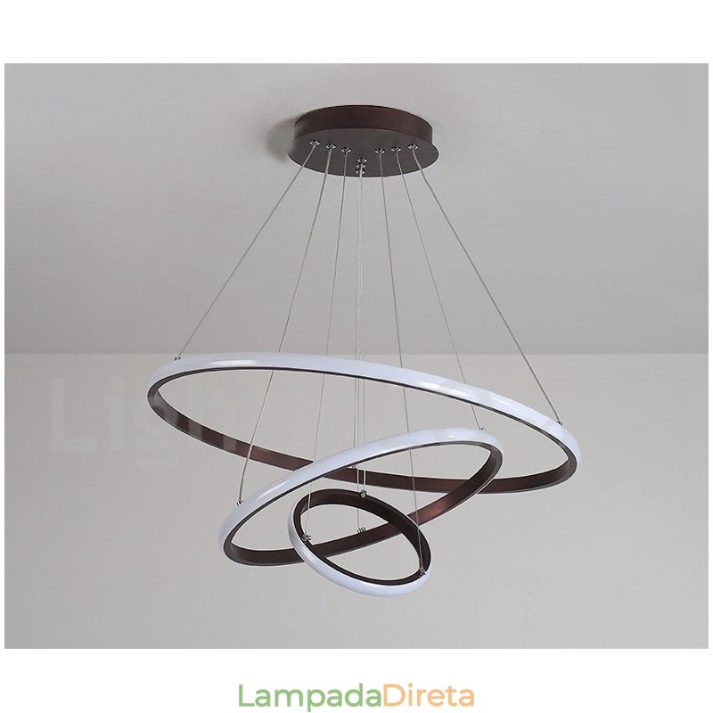 Luminária pendente de luz externa com controle remoto e anéis de design moderno reguláveis