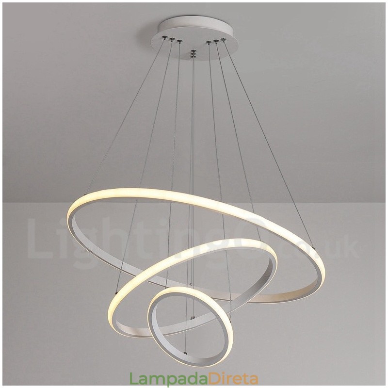 Luminária pendente de luz externa com controle remoto e anéis de design moderno reguláveis