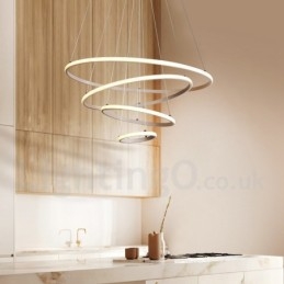 Luminária pendente de luz externa com controle remoto e anéis de design moderno reguláveis
