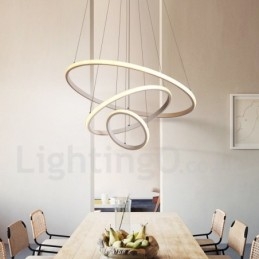 Luminária pendente de luz externa com controle remoto e anéis de design moderno reguláveis