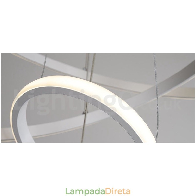 Luminária pendente de luz externa com controle remoto e anéis de design moderno reguláveis