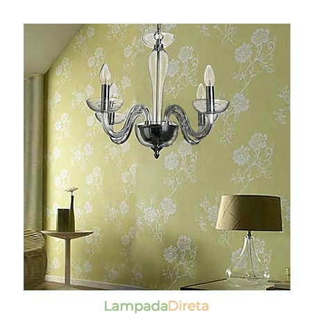 Luminária pendente de cristal com 4 luzes em lâmpada de vela Luminária pendente de cristal com 4 luzes em lâmpada de vela