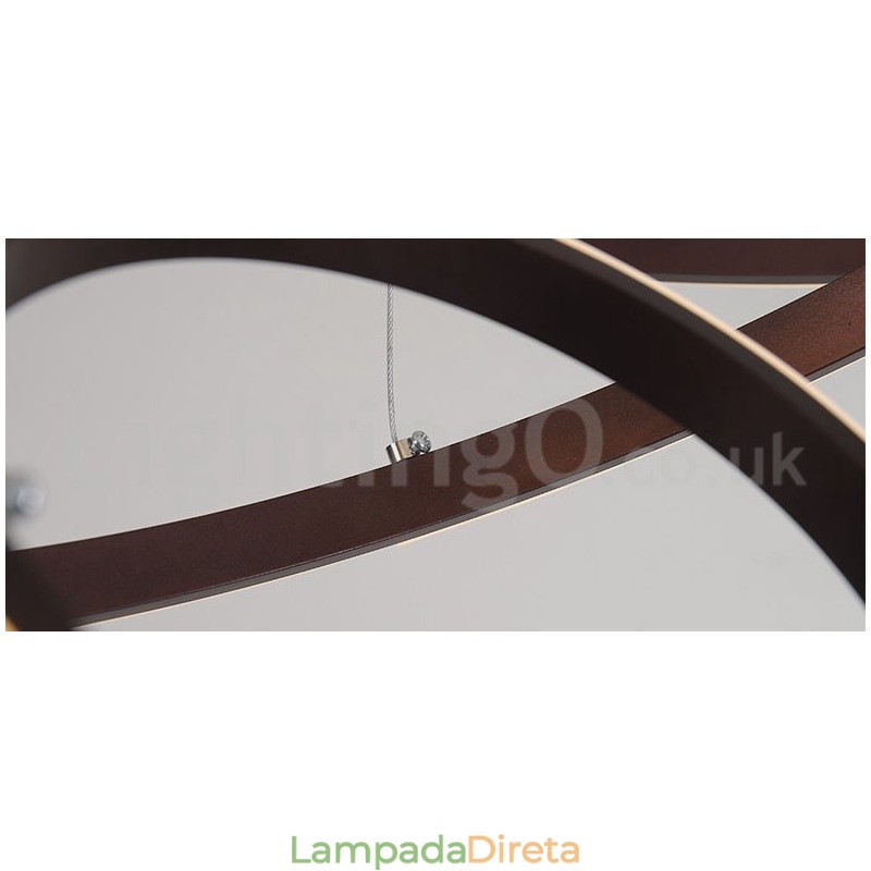 Luminária pendente de luz externa com controle remoto e anéis de design moderno reguláveis