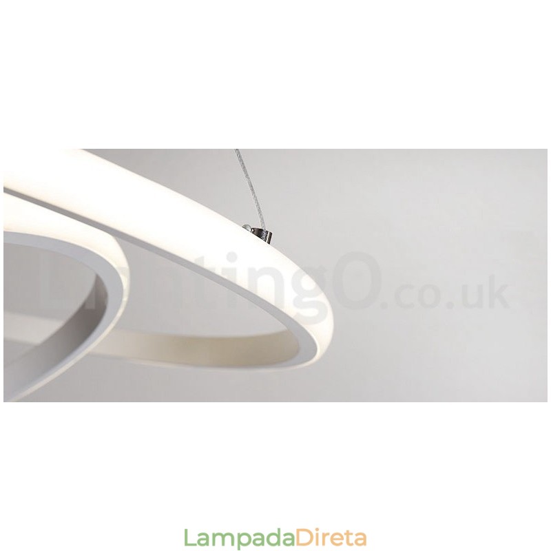 Luminária pendente de luz externa com controle remoto e anéis de design moderno reguláveis
