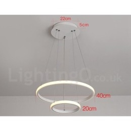 Luminária pendente de luz externa com controle remoto e anéis de design moderno reguláveis