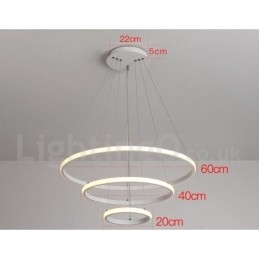 Luminária pendente de luz externa com controle remoto e anéis de design moderno reguláveis