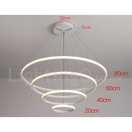 Luminária pendente de luz externa com controle remoto e anéis de design moderno reguláveis