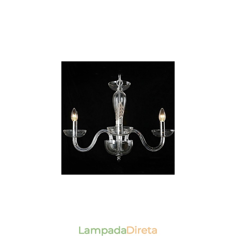 Luminária pendente de cristal com 4 luzes em lâmpada de vela