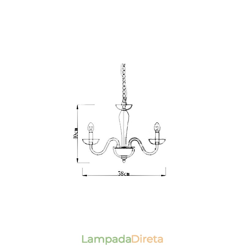 Luminária pendente de cristal com 4 luzes em lâmpada de vela