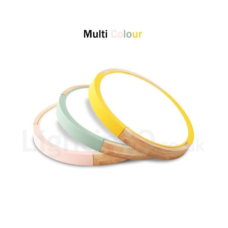 Luminária de teto de madeira redonda multicolorida ultrafina, abajur de teto de acrílico de madeira maciça, estilo nórdico