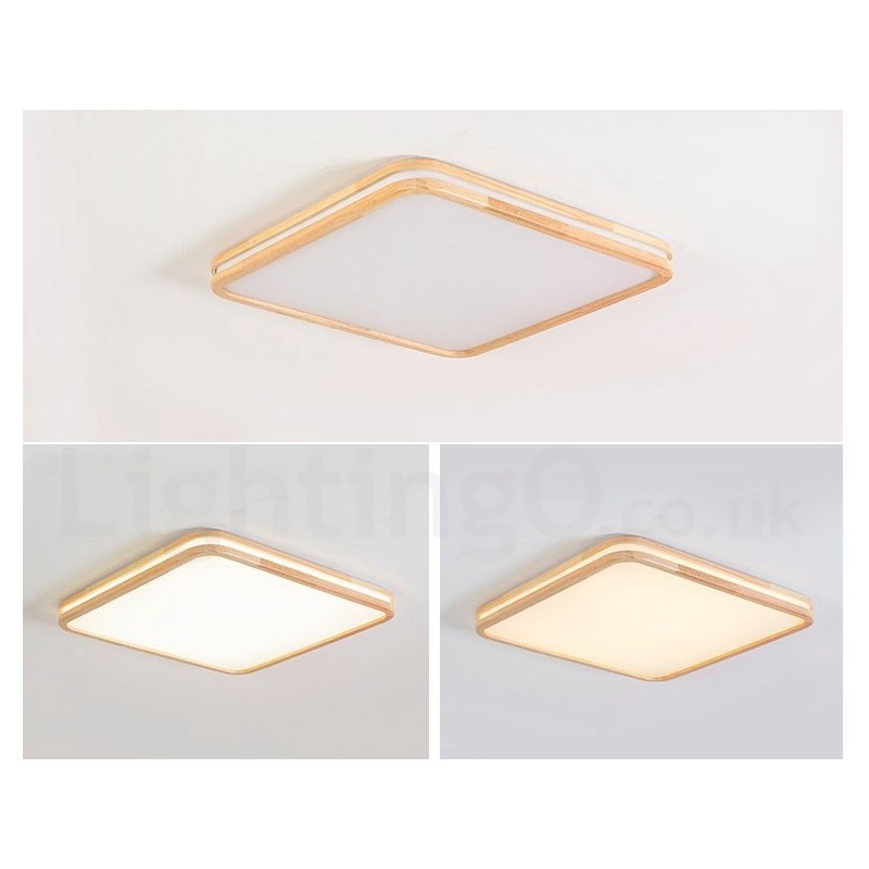 Luminária de teto de madeira ultrafina, redonda, quadrada, retangular, abajur de acrílico de madeira maciça, estilo nórdico