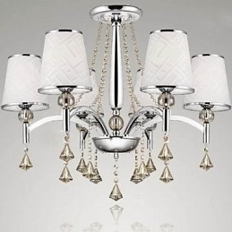 Lustre moderno contemporâneo de cristal cromado em metal