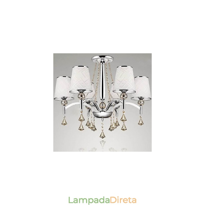 Lustre moderno contemporâneo de cristal cromado em metal