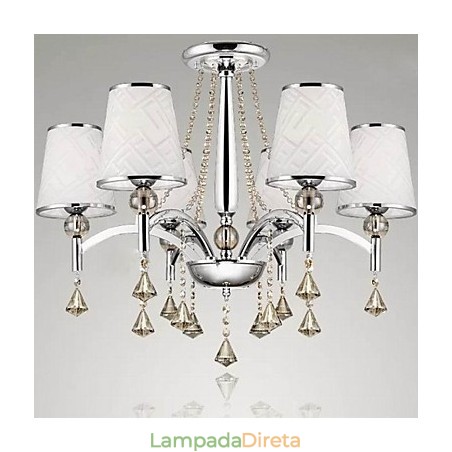 Lustre moderno contemporâneo de cristal cromado em metal Lustre moderno contemporâneo de cristal cromado em metal