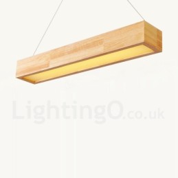 Luminária pendente longa moderna de madeira