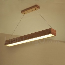 Luminária pendente longa moderna de madeira