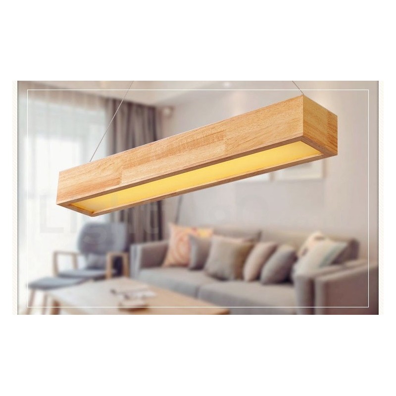 Luminária pendente longa moderna de madeira