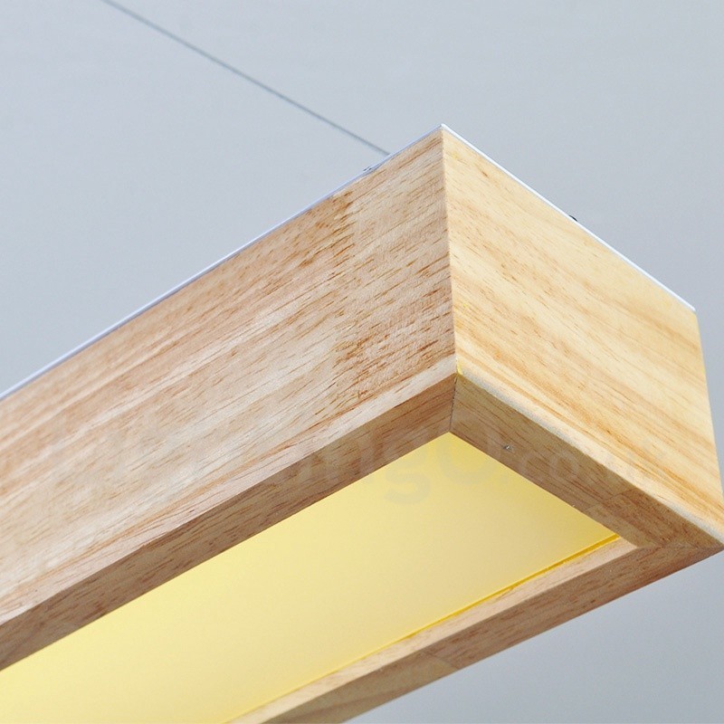 Luminária pendente longa moderna de madeira