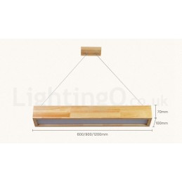 Luminária pendente longa moderna de madeira