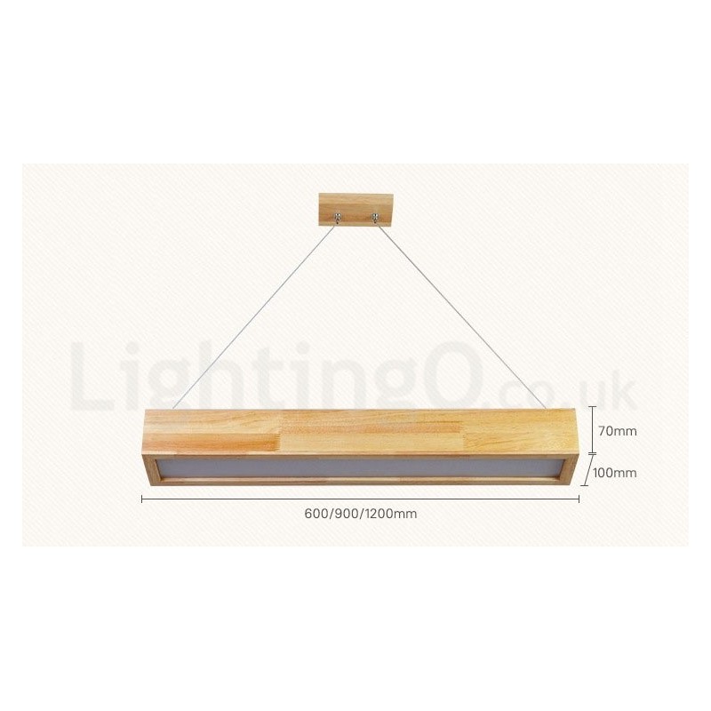Luminária pendente longa moderna de madeira