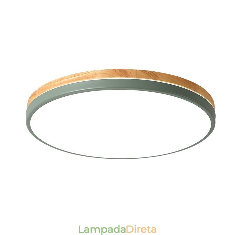 Luminária de teto redonda de madeira multicolorida ultrafina regulável com abajur de acrílico estilo nórdico