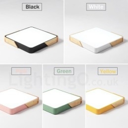 Luminária de teto quadrada de madeira multicolorida ultrafina regulável com abajur de acrílico estilo nórdico