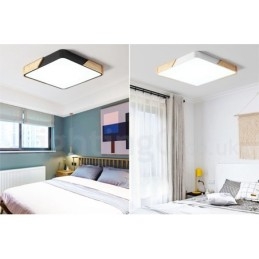 Luminária de teto quadrada de madeira multicolorida ultrafina regulável com abajur de acrílico estilo nórdico