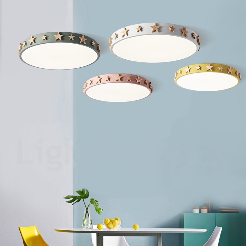 Luminária de teto circular de madeira ultrafina multicolorida regulável com abajur de acrílico estilo nórdico