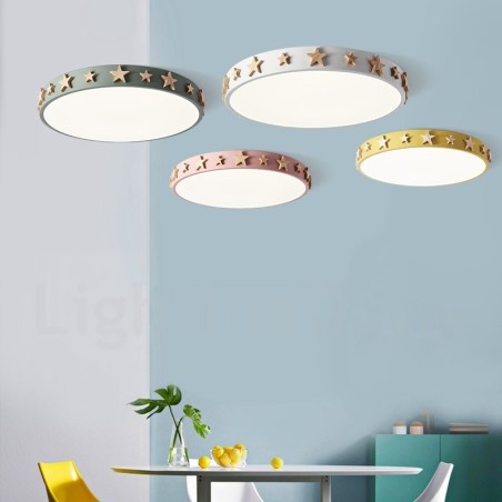Luminária de teto circular de madeira ultrafina multicolorida regulável com abajur de acrílico estilo nórdico Luminária de teto circular de madeira ultrafina multicolorida regulável com abajur de acrílico estilo nórdico