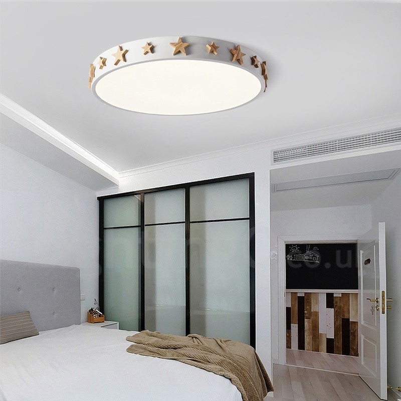 Luminária de teto circular de madeira ultrafina multicolorida regulável com abajur de acrílico estilo nórdico
